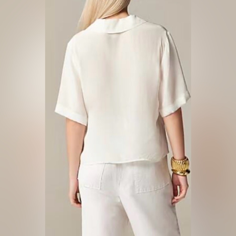 NWOT JCrew Bungalow popover top in crepe de chine - Picture 3 of 7